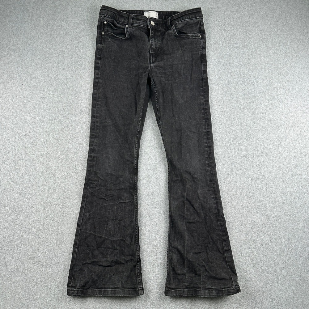 ASOS DESIGN Jeans Mens 32x30 Flared Washed Black F103206 Stretch Denim